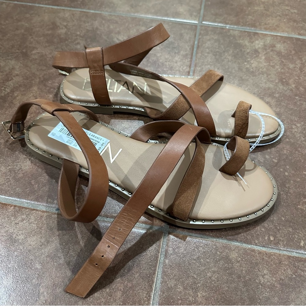 Deltan Eva Leather Toe Loop Strappy Flat Sandals
